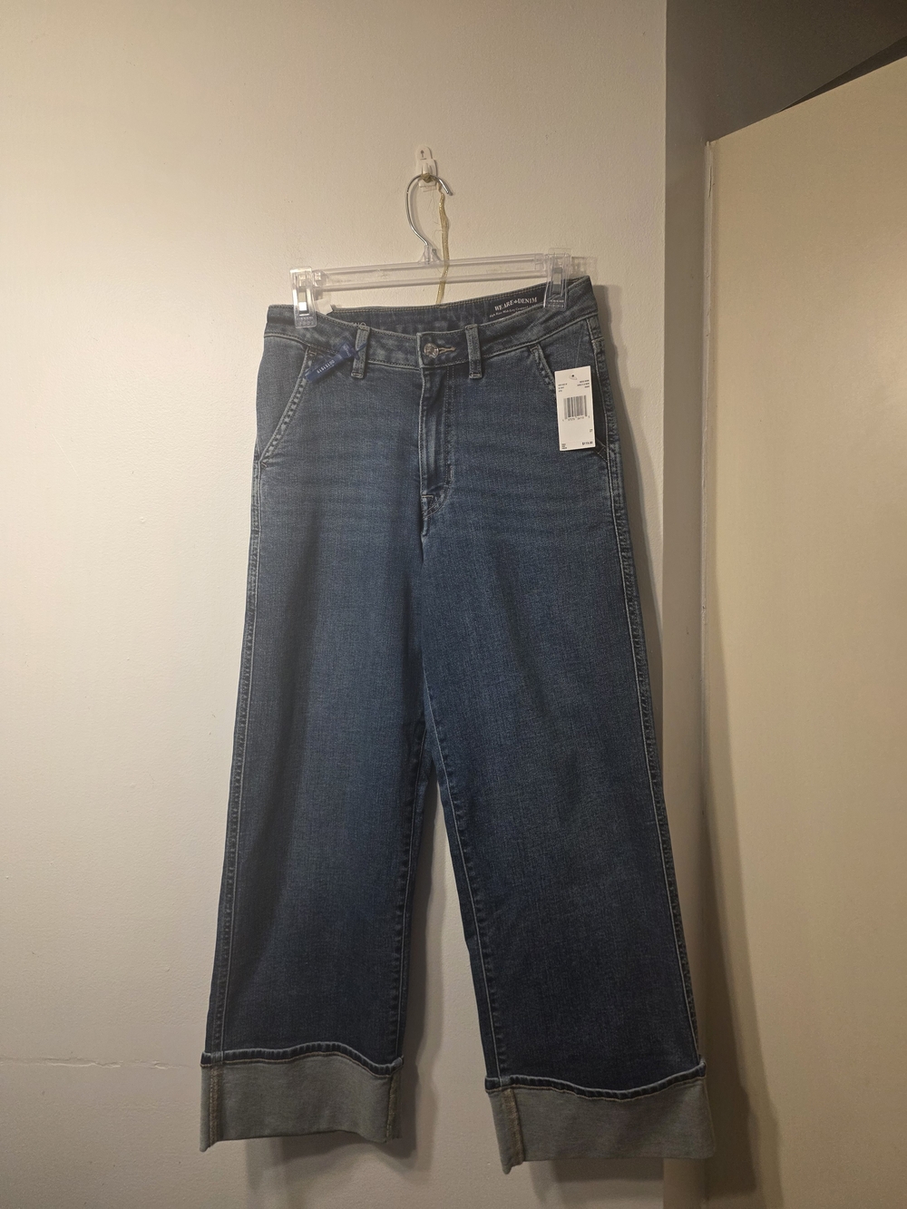 Buffalo David Bitton Wide-Leg Dark Blue Cuffed Jeans